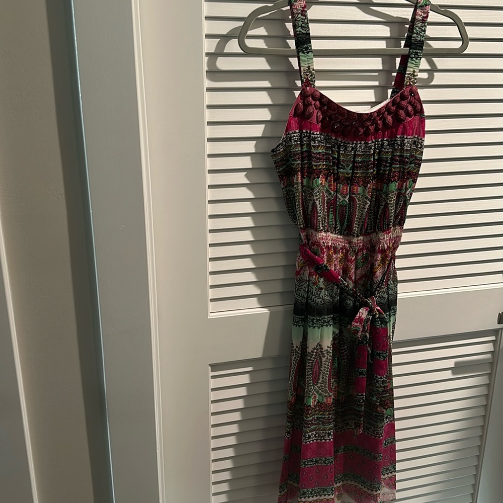 NWT Cathaya Elastic Strap and Waist with beaded front summer belted dress - M